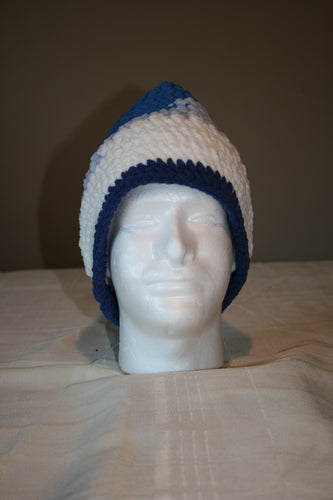 Crochet Hat in Blues and White